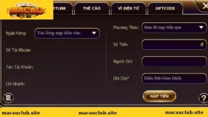 Nạp tiền Macau Club qua ngân hàng